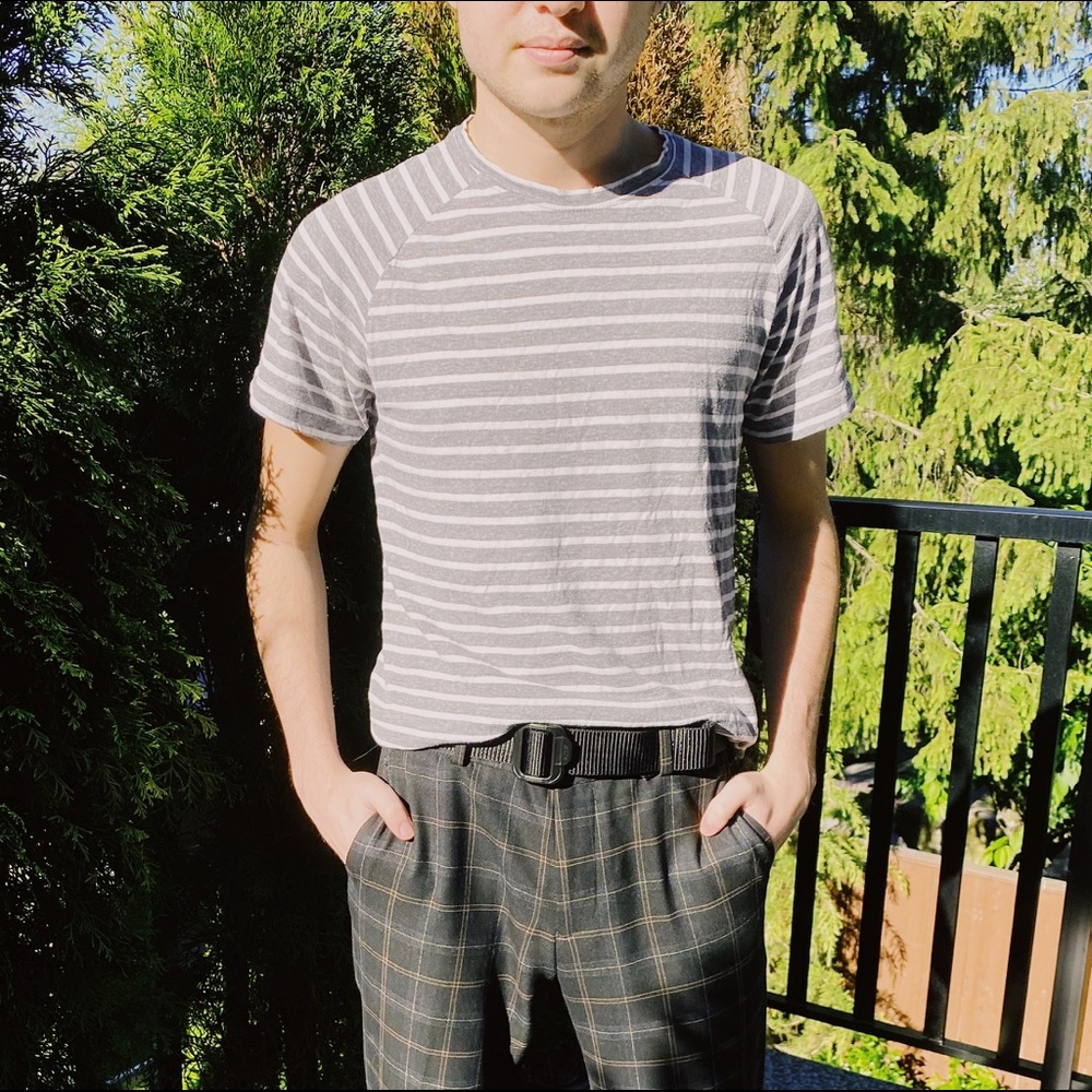 Thrifted Grey and White Striped Shirt